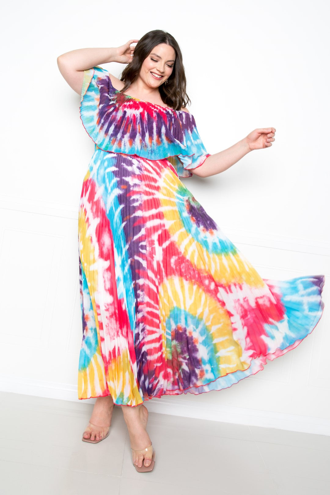 Layover Tie Dye Off Shoulder Maxi Dress