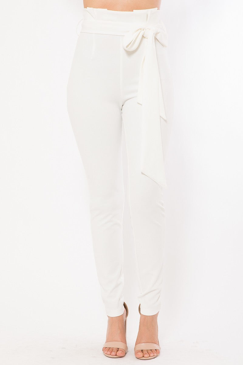 Belt Detail High Waist Skinny Pants