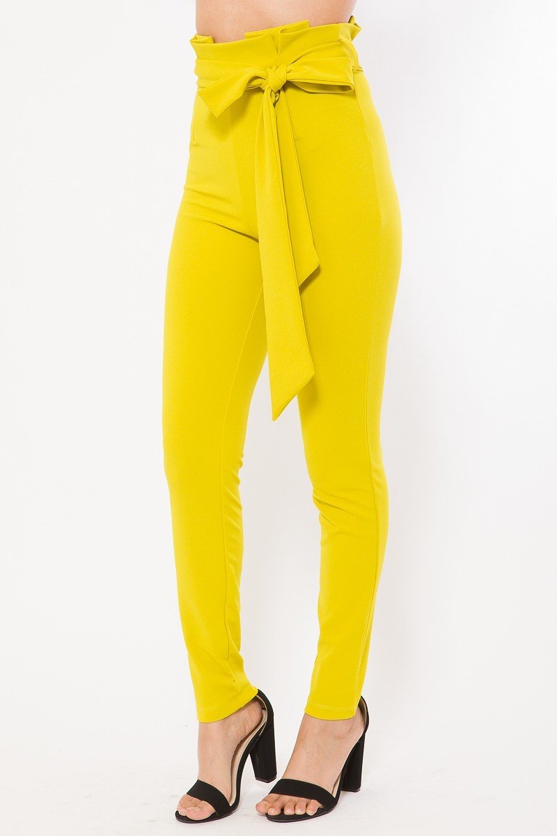 Belt Detail High Waist Skinny Pants
