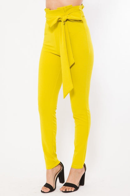 Belt Detail High Waist Skinny Pants