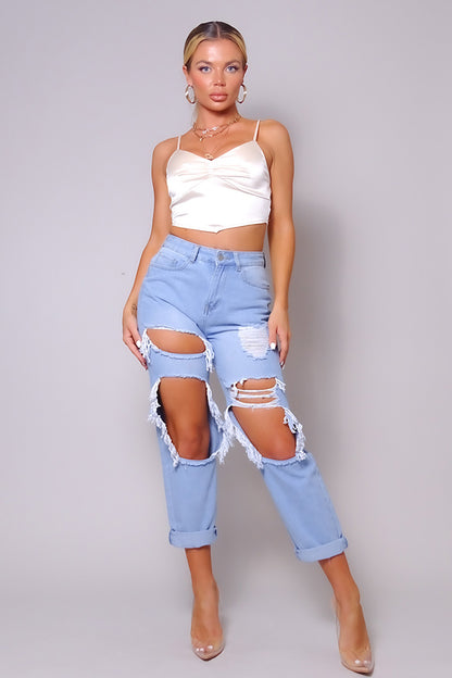 Spaghetti Strap Ruched Crop Top