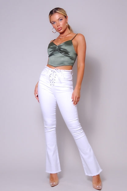 Spaghetti Strap Ruched Crop Top