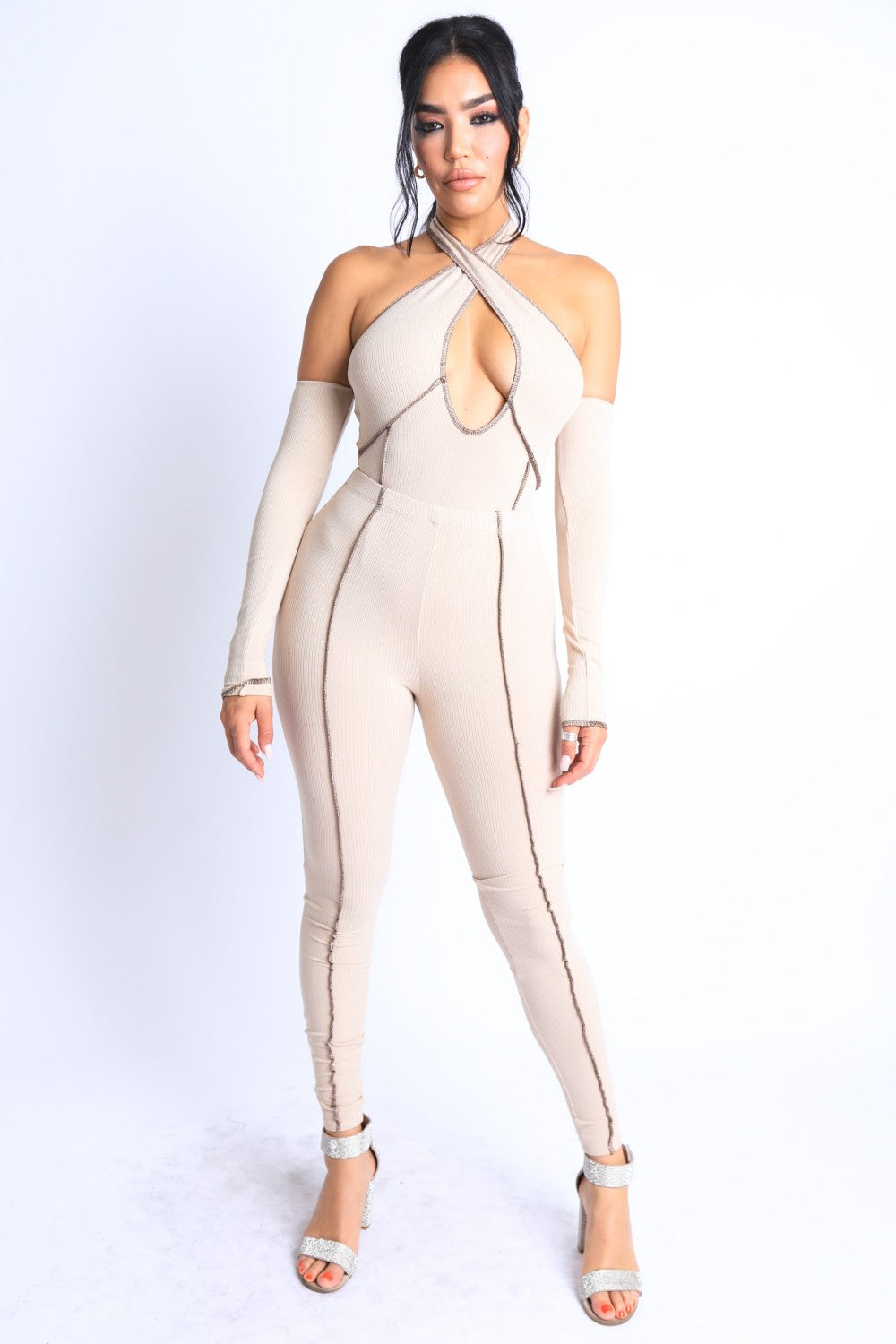 Halter Keyhole Neck Off Shoulder Set