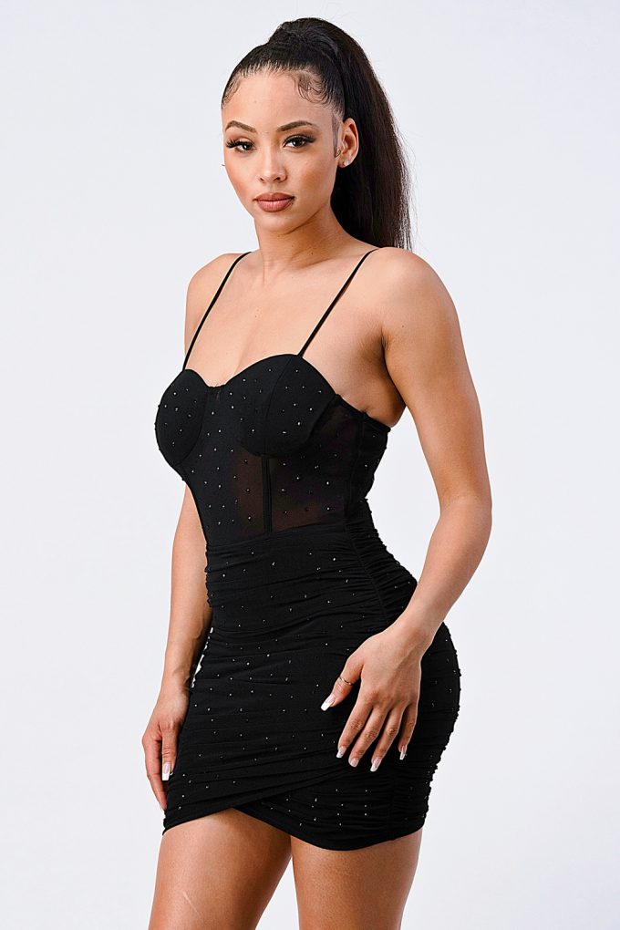 Black Luxe Glitter Cami Mini Dress