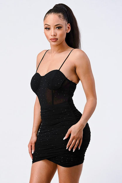 Black Luxe Glitter Cami Mini Dress