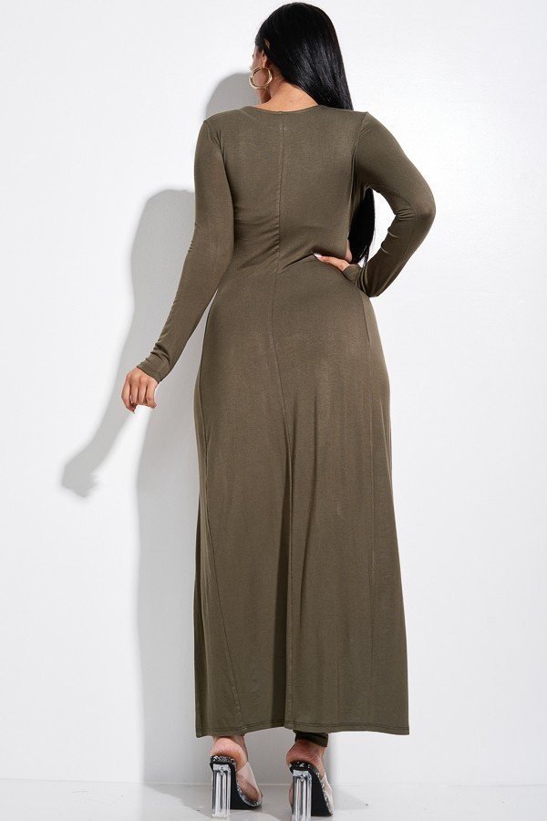 Long Sleeve Crossed Over Long Top And Leggings Set