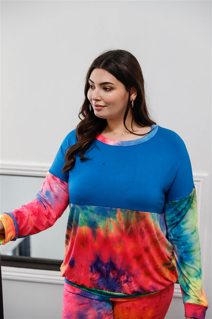 Curvy Rainbow Tie-dye Biker Matching Set