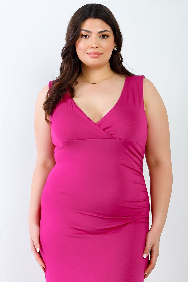 Plus Solid Sleeveless Maxi Dress