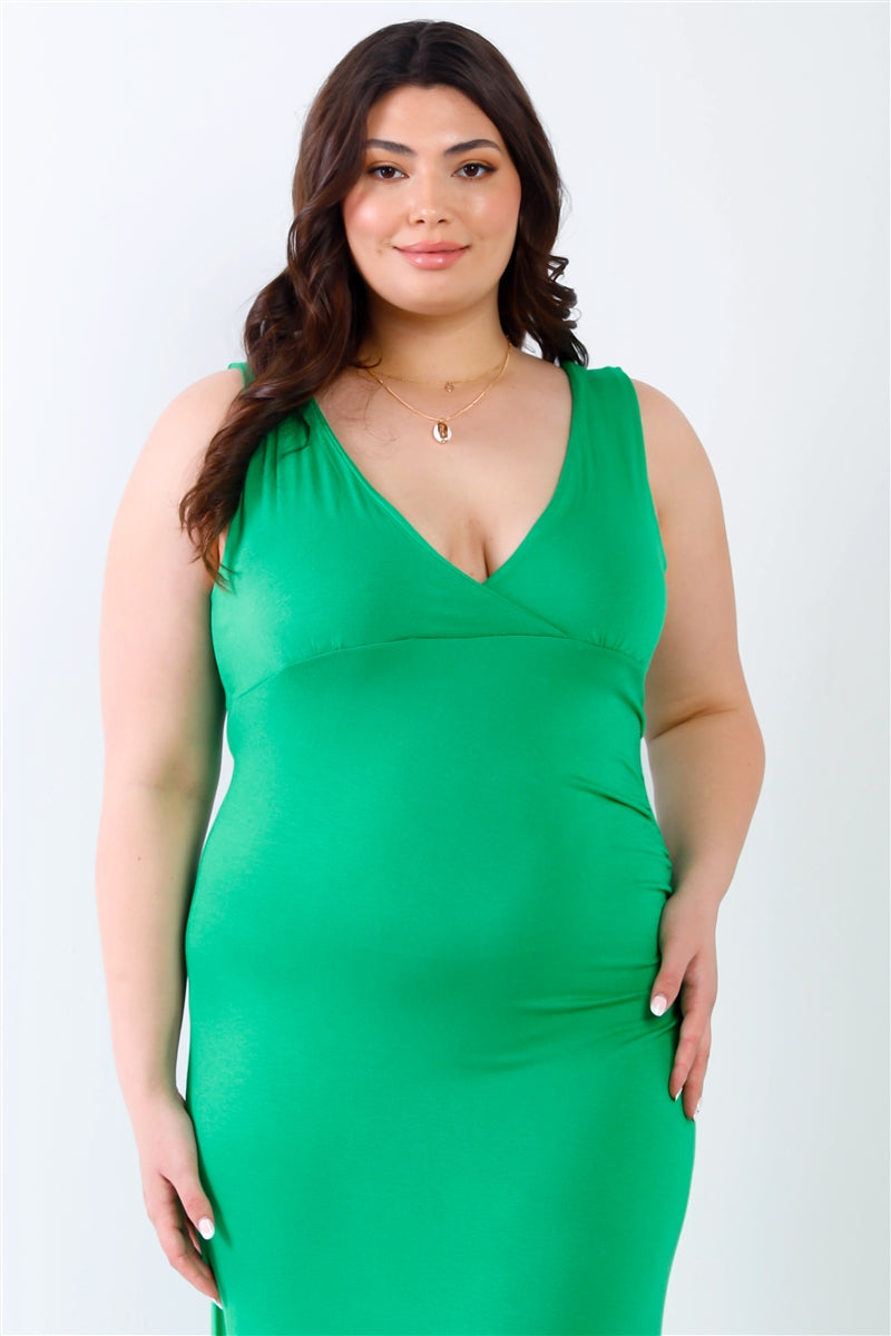 Plus Solid Sleeveless Maxi Dress