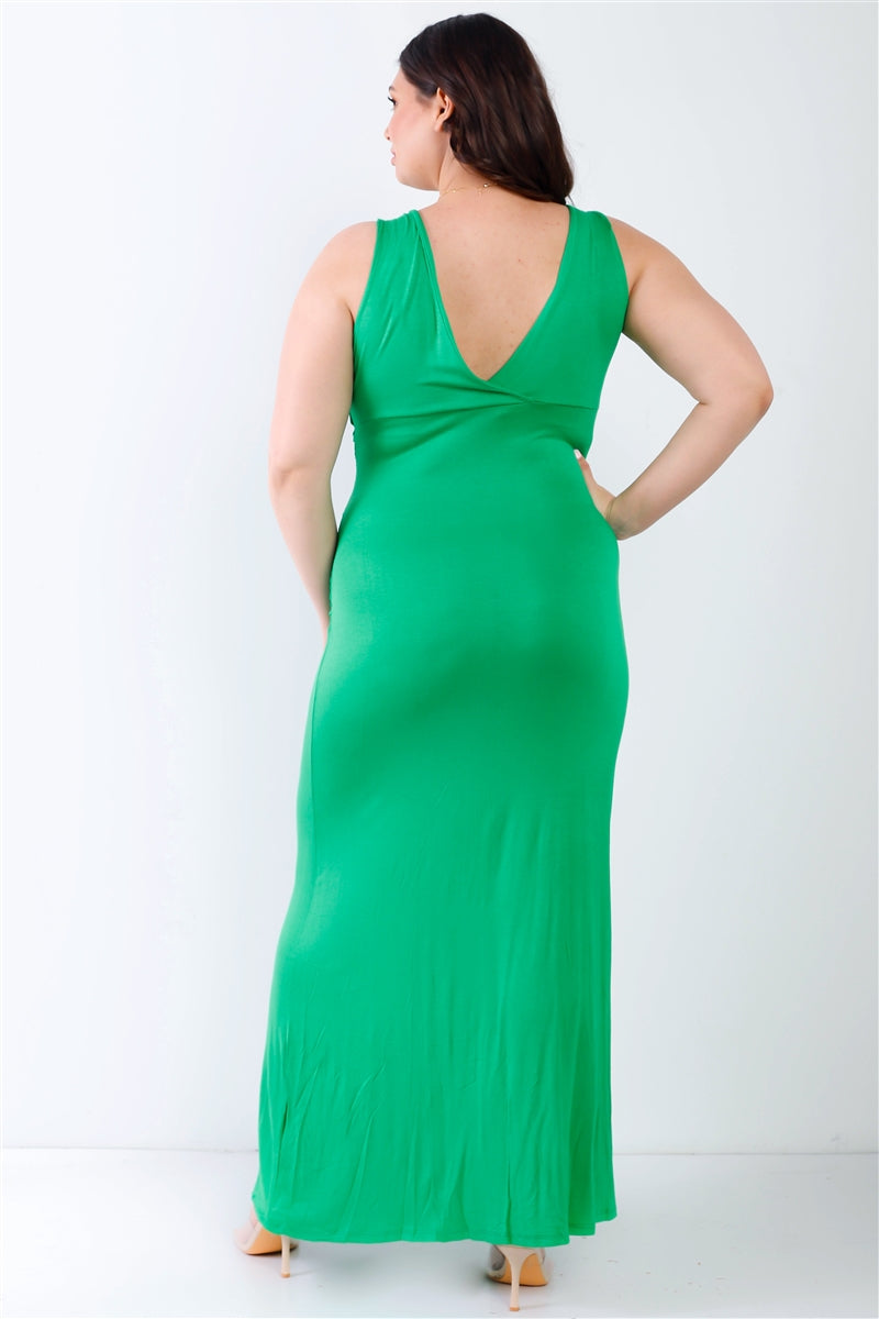 Plus Solid Sleeveless Maxi Dress