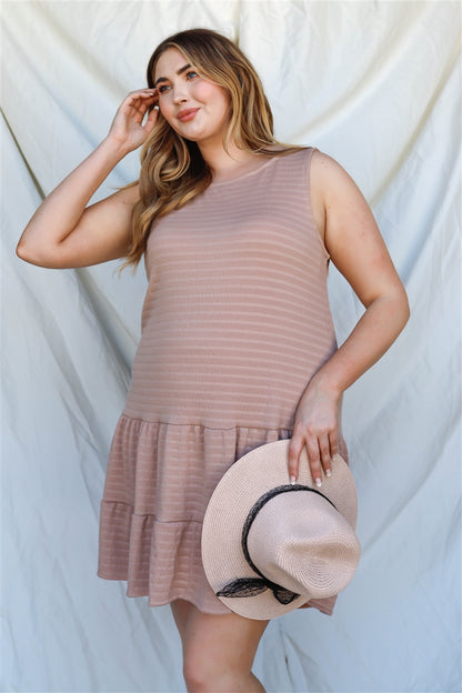 Plus Ruffle Hem Open Back With Self-tie Detail Mini Dress