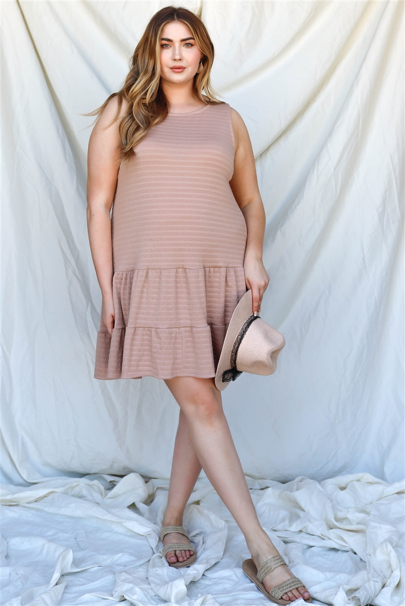 Plus Ruffle Hem Open Back With Self-tie Detail Mini Dress