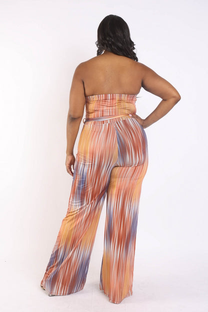 Fall of Colors Wide Leg Tube Jumpsuit With Self Belt