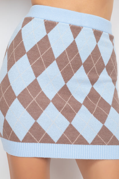 Diamond Sweater Mini Skirt