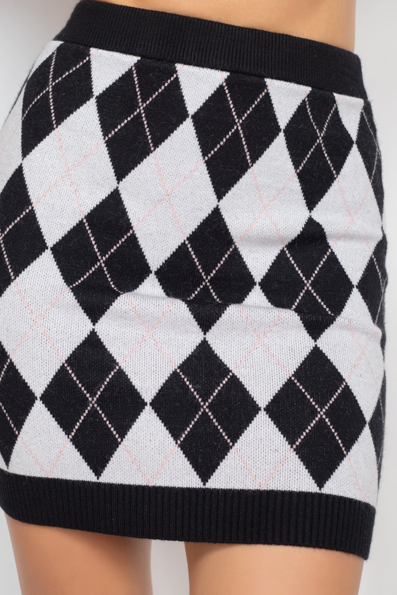 Diamond Sweater Mini Skirt