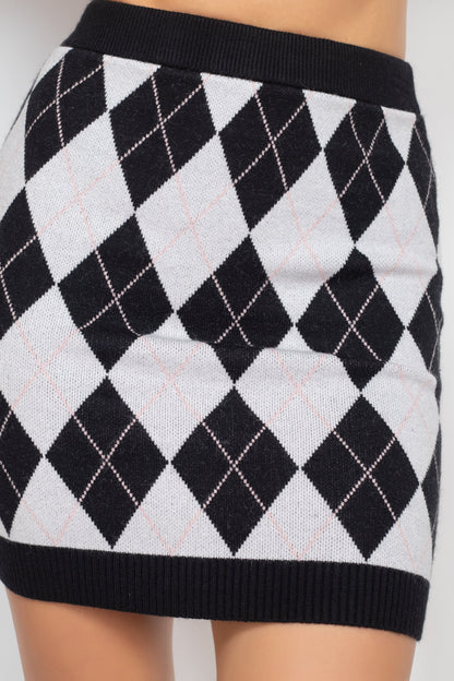 Diamond Sweater Mini Skirt