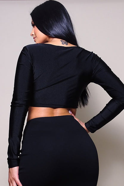 Long Sleeve Corset Top with Front Hook