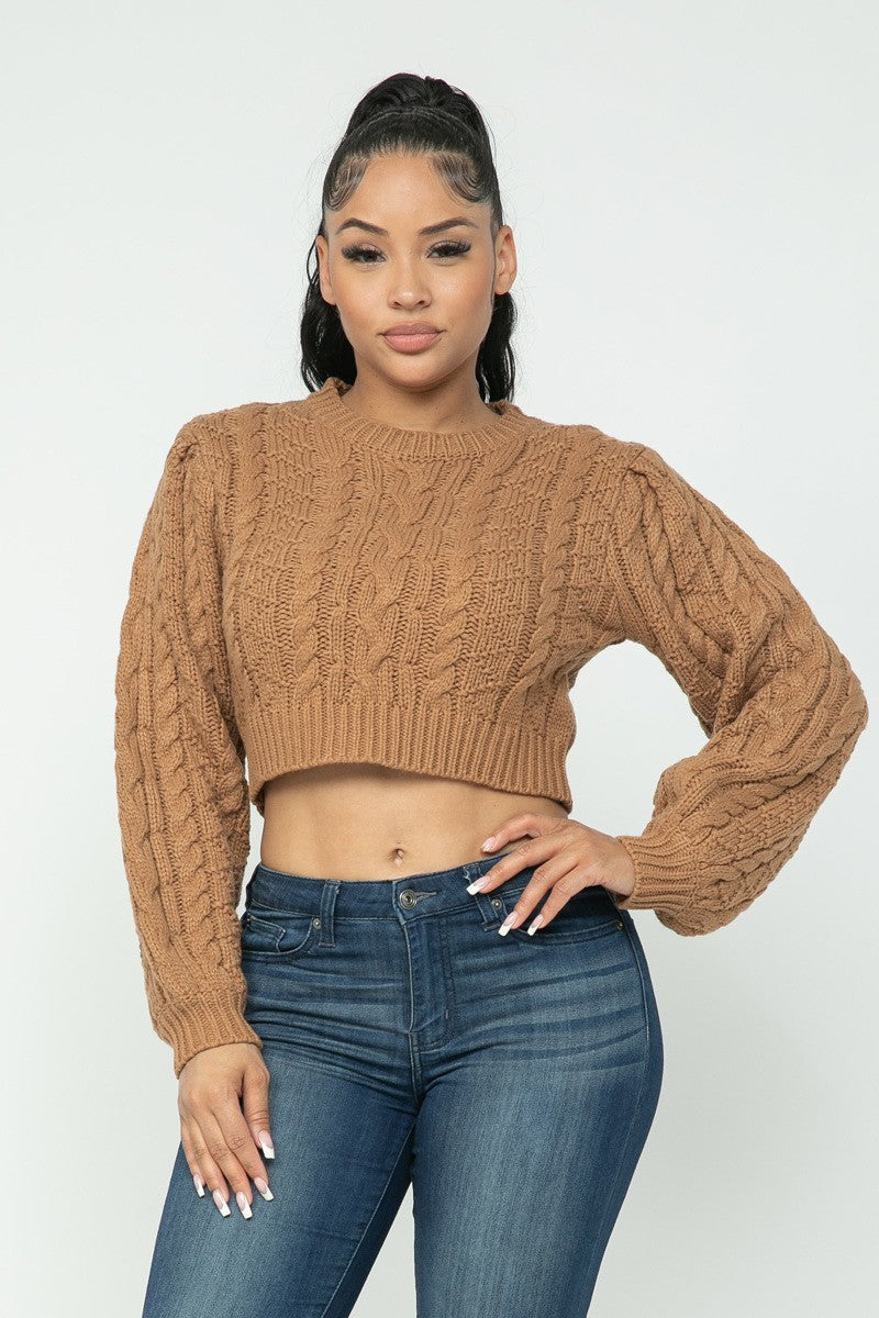 Cable Knitted Crop Top Sweater