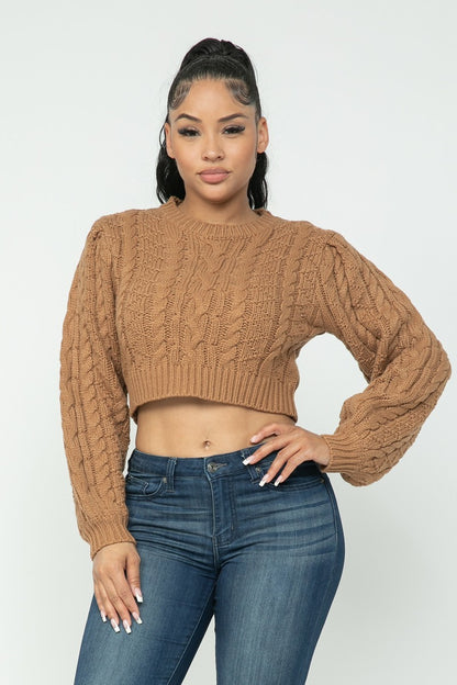 Cable Knitted Crop Top Sweater