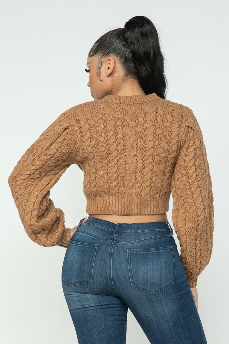 Cable Knitted Crop Top Sweater