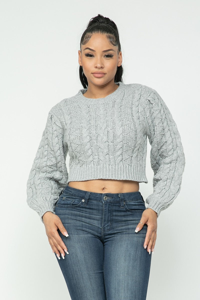 Cable Knitted Crop Top Sweater