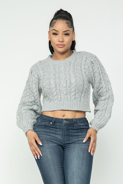 Cable Knitted Crop Top Sweater
