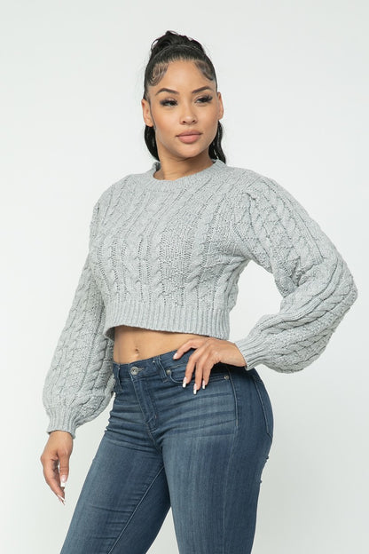 Cable Knitted Crop Top Sweater