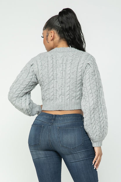 Cable Knitted Crop Top Sweater