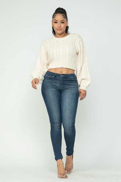 Cable Knitted Crop Top Sweater