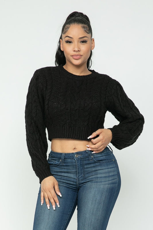 Cable Knitted Crop Top Sweater