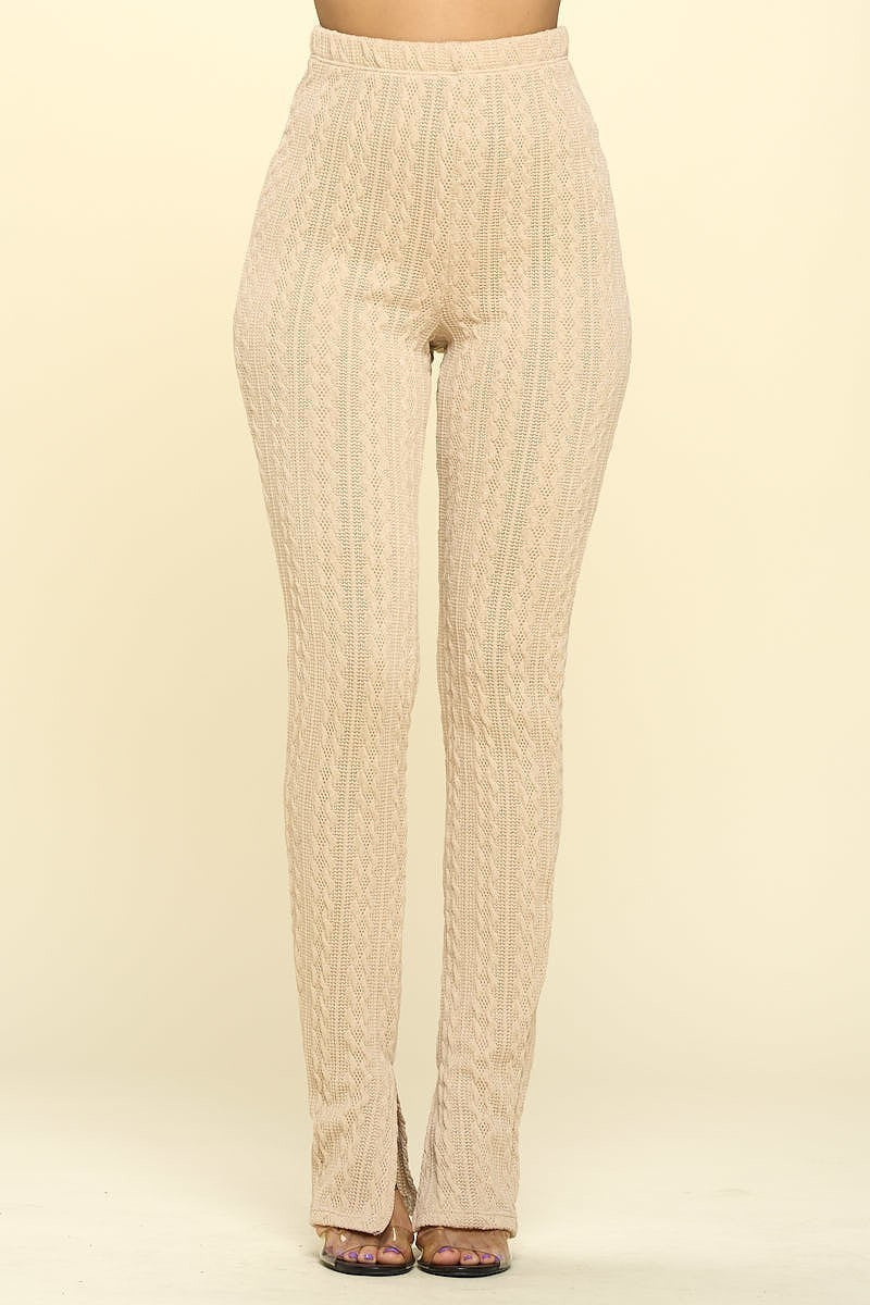 Oatmeal Knitted High Rise Leggings