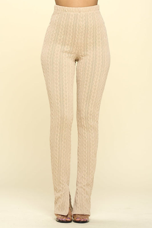 Oatmeal Knitted High Rise Leggings