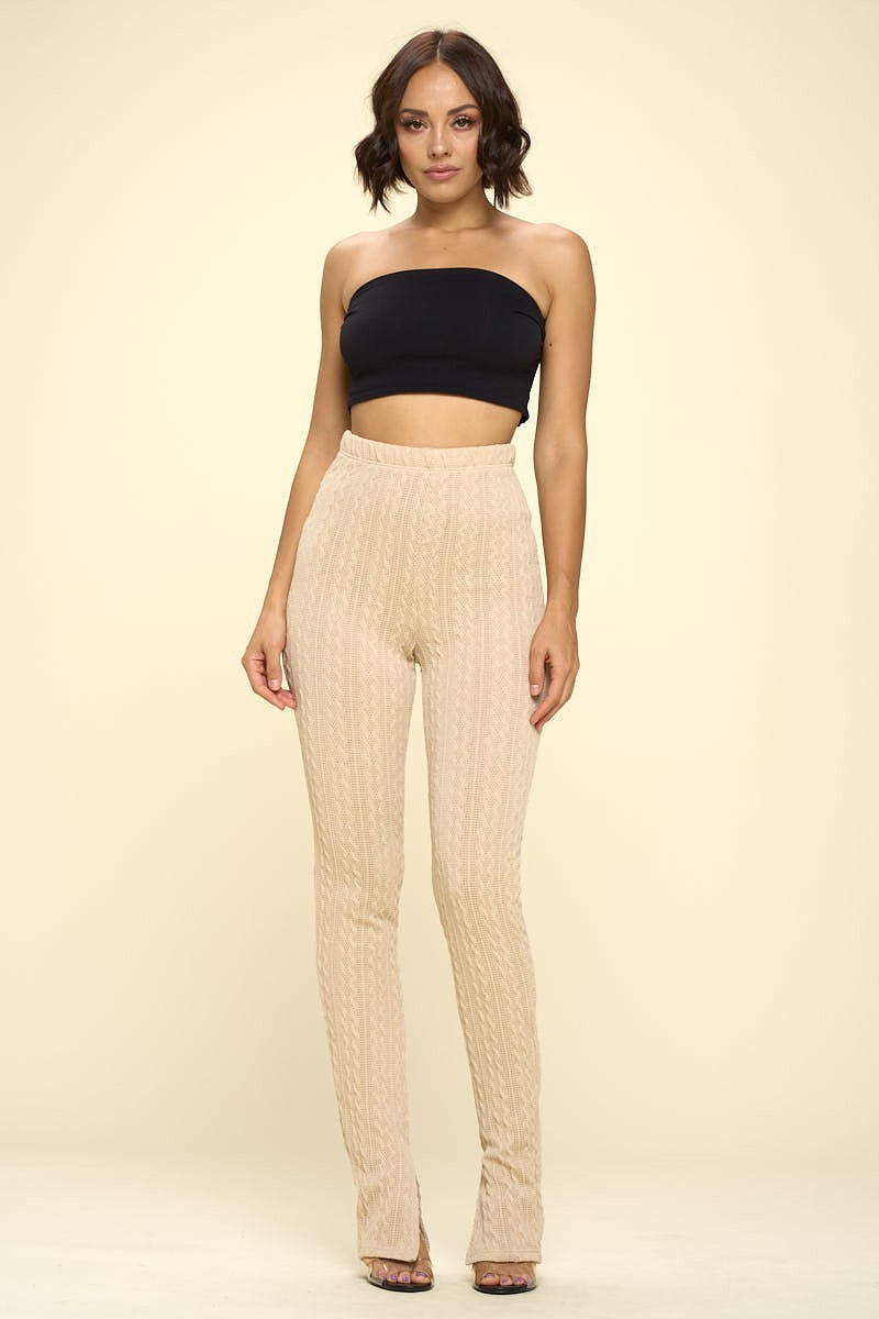 Oatmeal Knitted High Rise Leggings