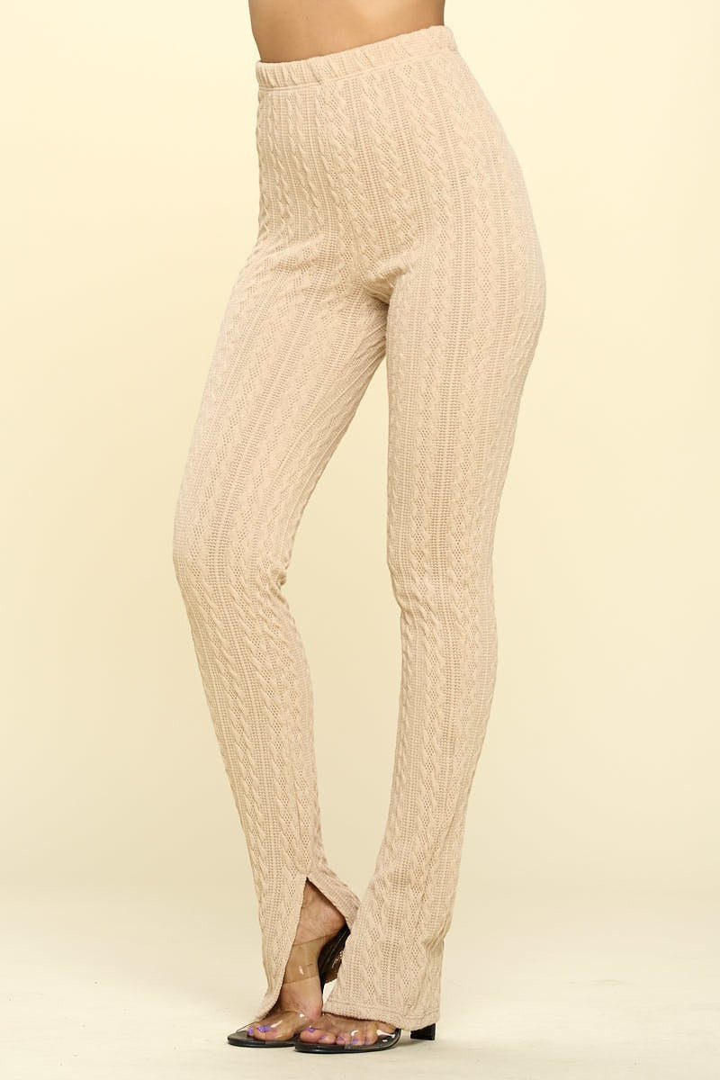 Oatmeal Knitted High Rise Leggings