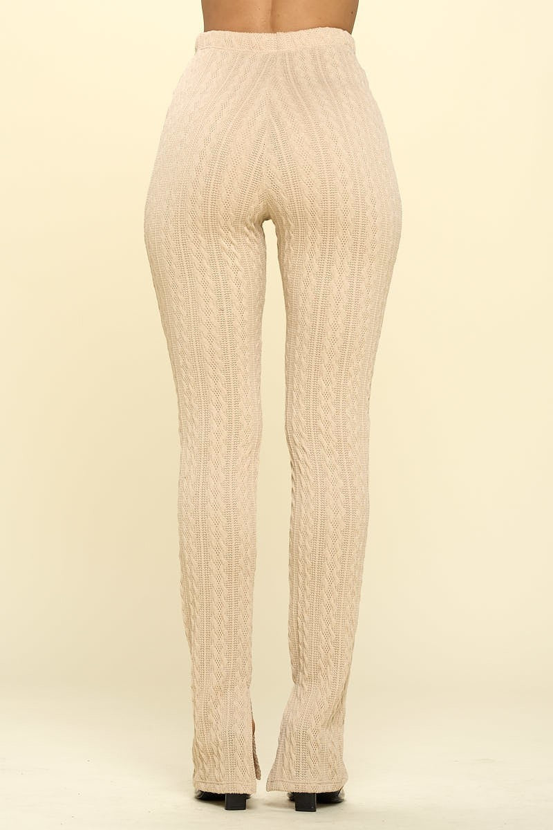 Oatmeal Knitted High Rise Leggings