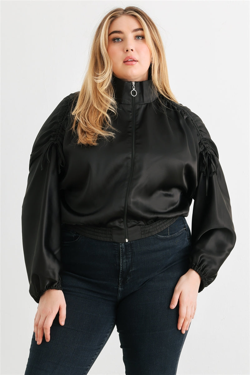 Plus Satin Ruched Jacket