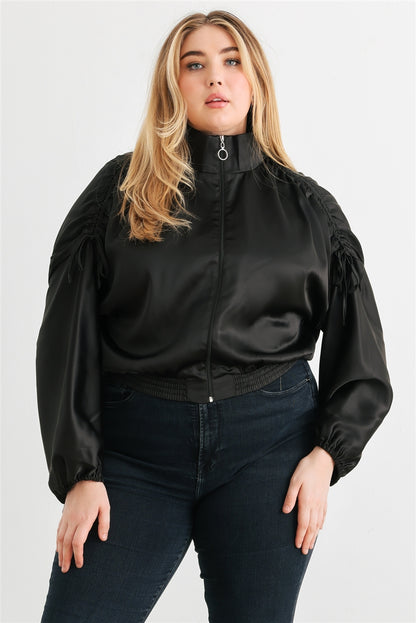 Plus Satin Ruched Jacket