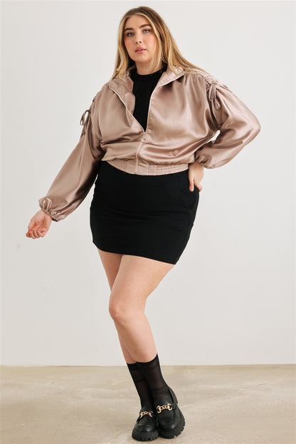 Plus Satin Ruched Jacket
