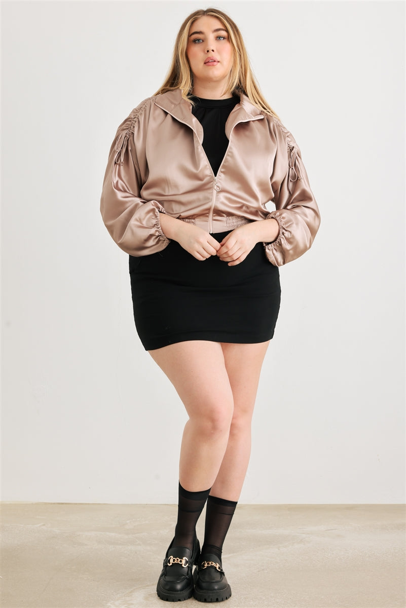 Plus Satin Ruched Jacket