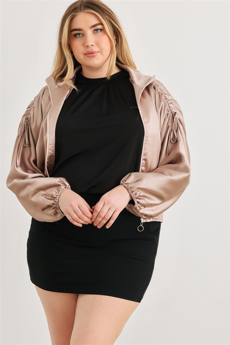 Plus Satin Ruched Jacket