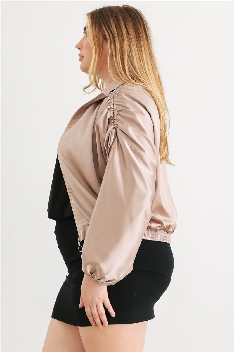 Plus Satin Ruched Jacket