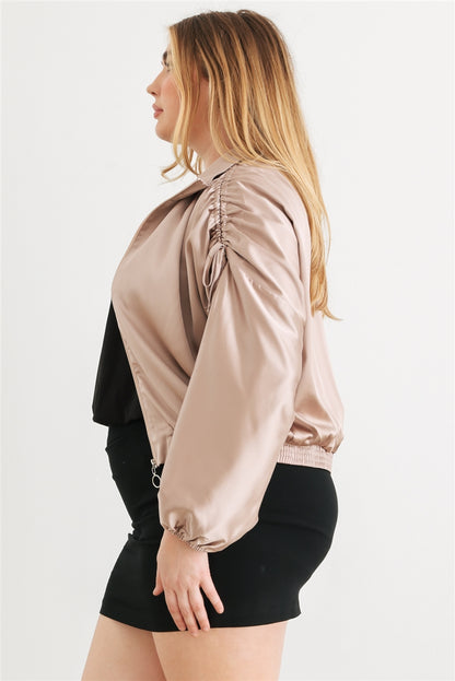Plus Satin Ruched Jacket