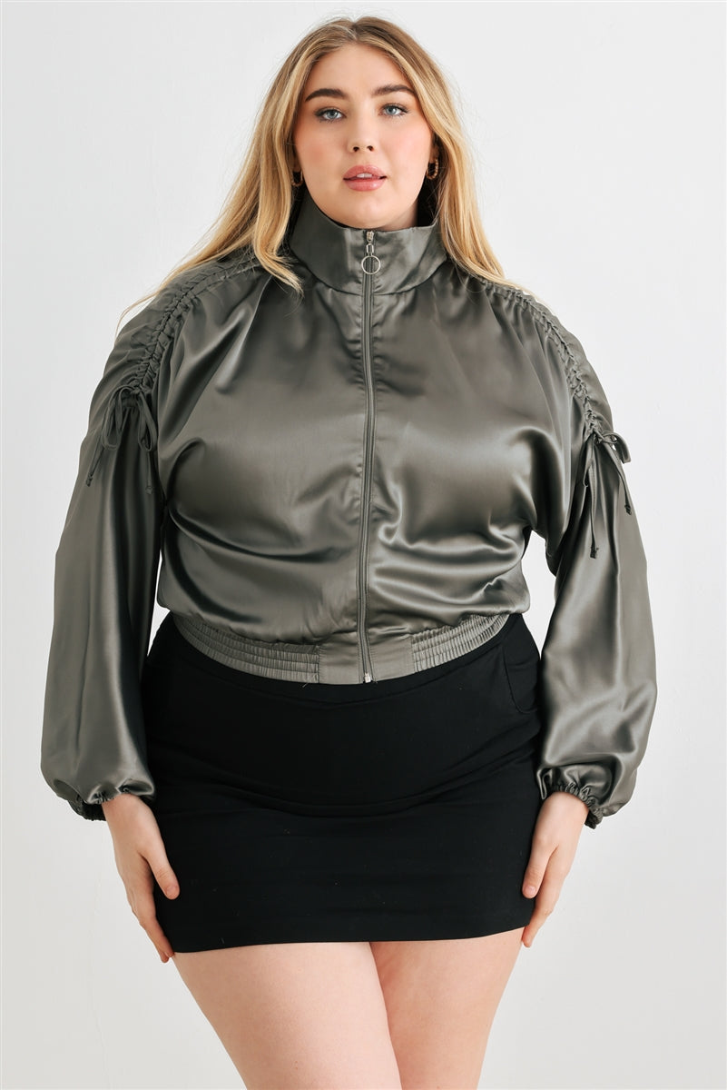 Plus Satin Ruched Jacket