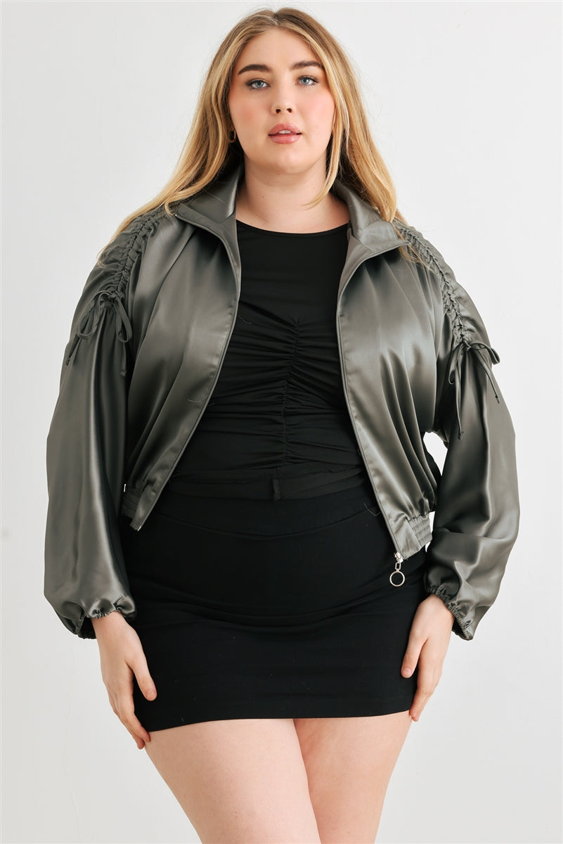 Plus Satin Ruched Jacket