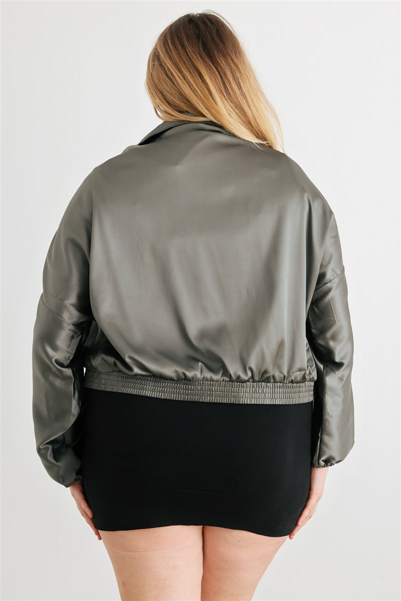 Plus Satin Ruched Jacket