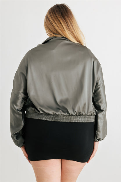 Plus Satin Ruched Jacket