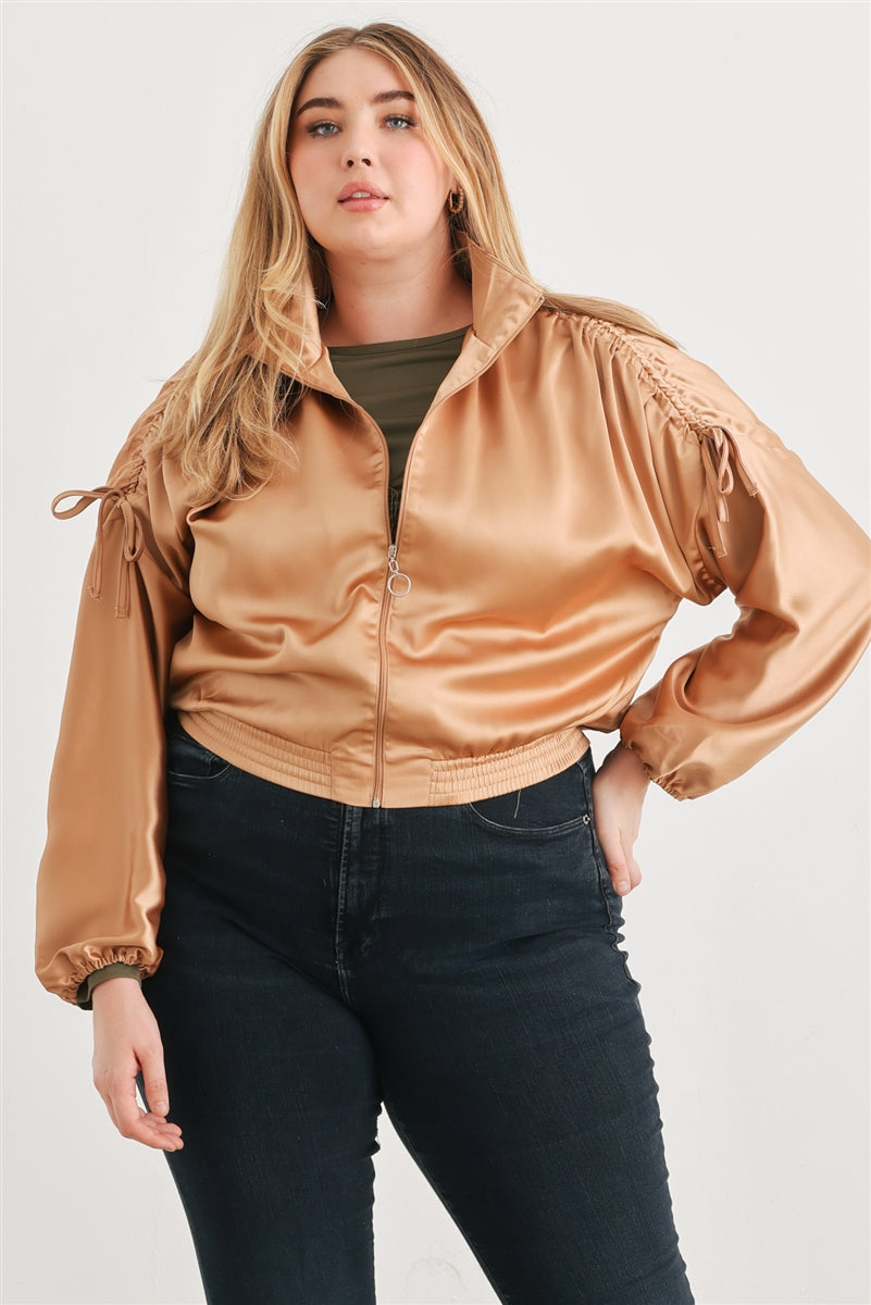 Plus Satin Ruched Jacket