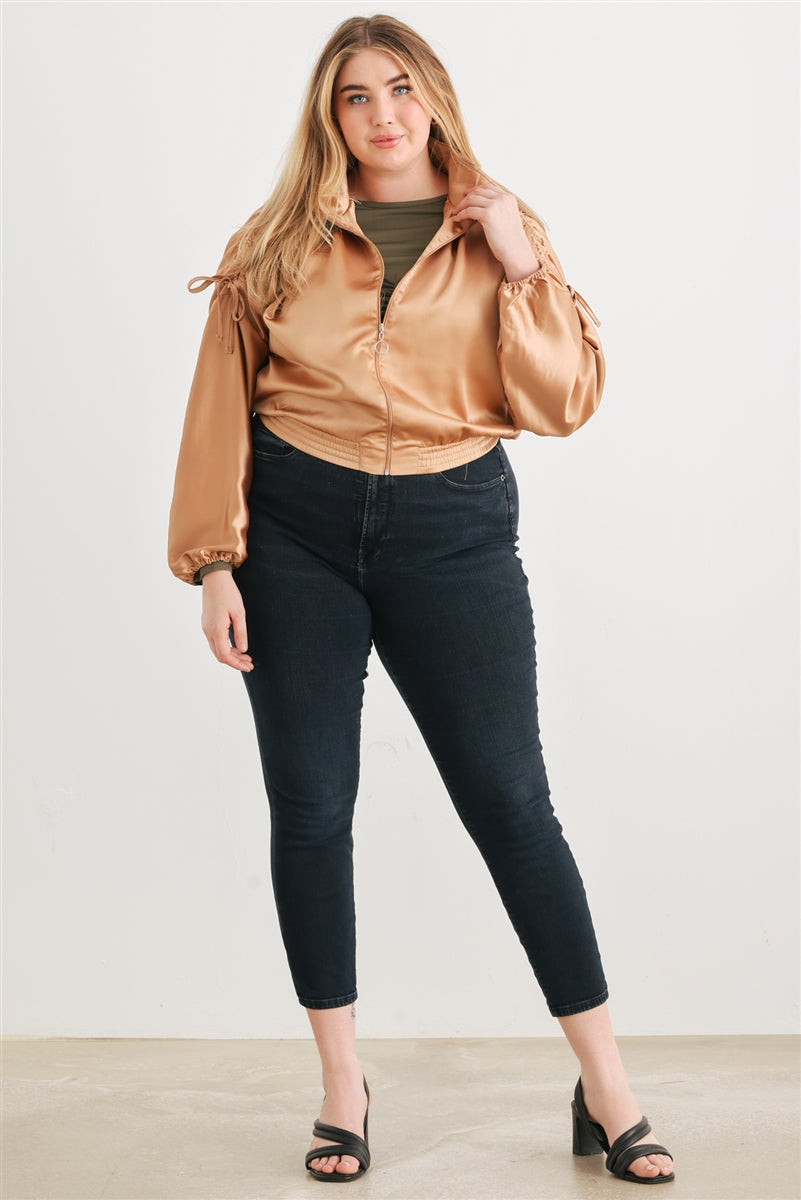 Plus Satin Ruched Jacket