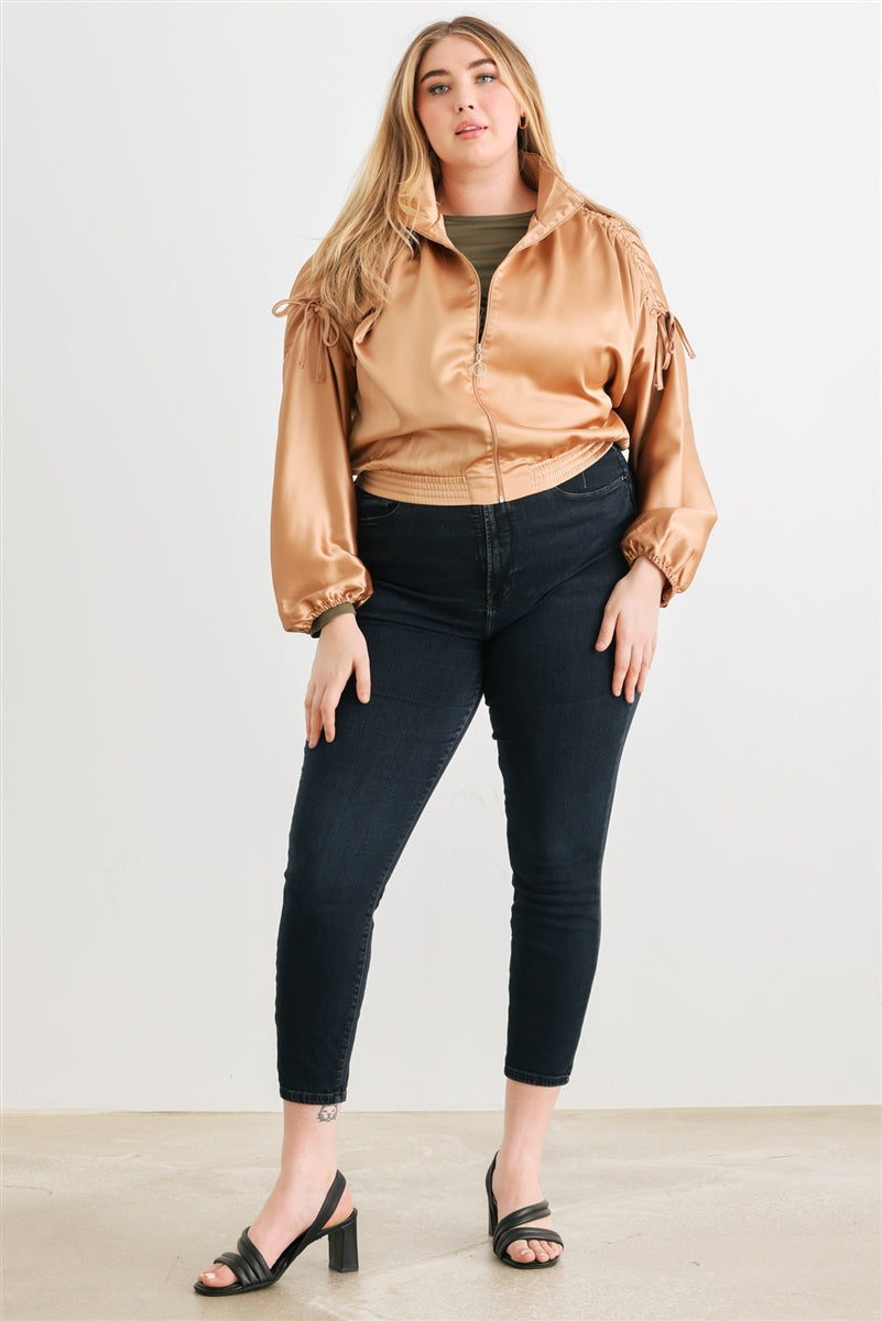 Plus Satin Ruched Jacket