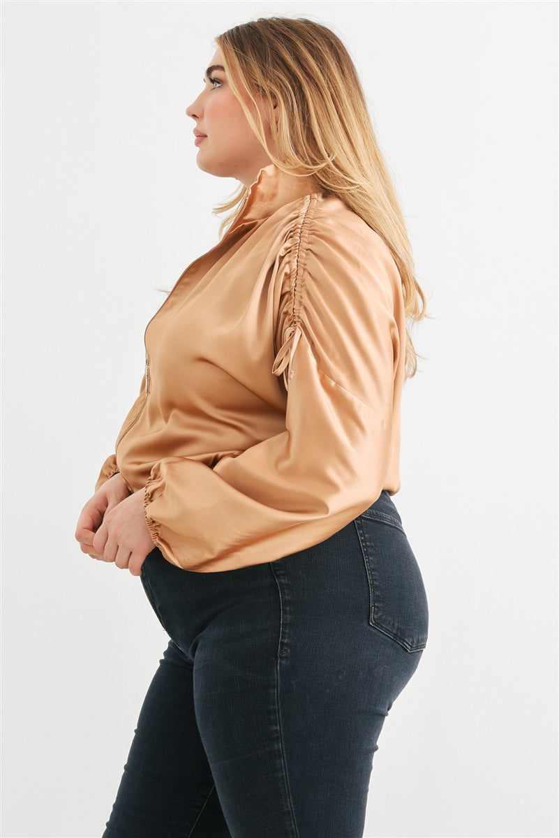 Plus Satin Ruched Jacket